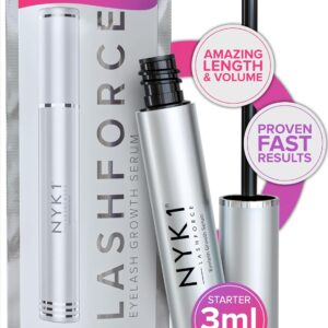 NYK1 CONCENTRATED Lash Serum For Eyelash Growth (3ml) LashForce Eyelash Serum To Grow Lashes Longer And Thicker - Lash Growth Serums For Easy Application And Long Lasting Results For Fuller Eyelashes