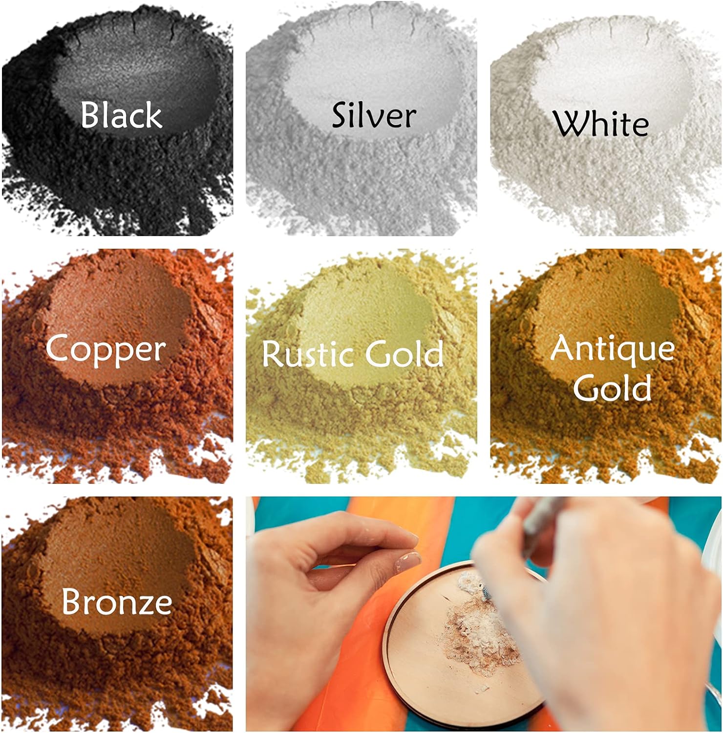 Metallic Pigment Powder for Epoxy Resin, Copper/Silver/Gold/Black/Pearl White Mica Powder, Fine Real Mica Metal Dye for Kintsugi, Painting Arts, Polymer Clay, Tray, Countertops - Image 2
