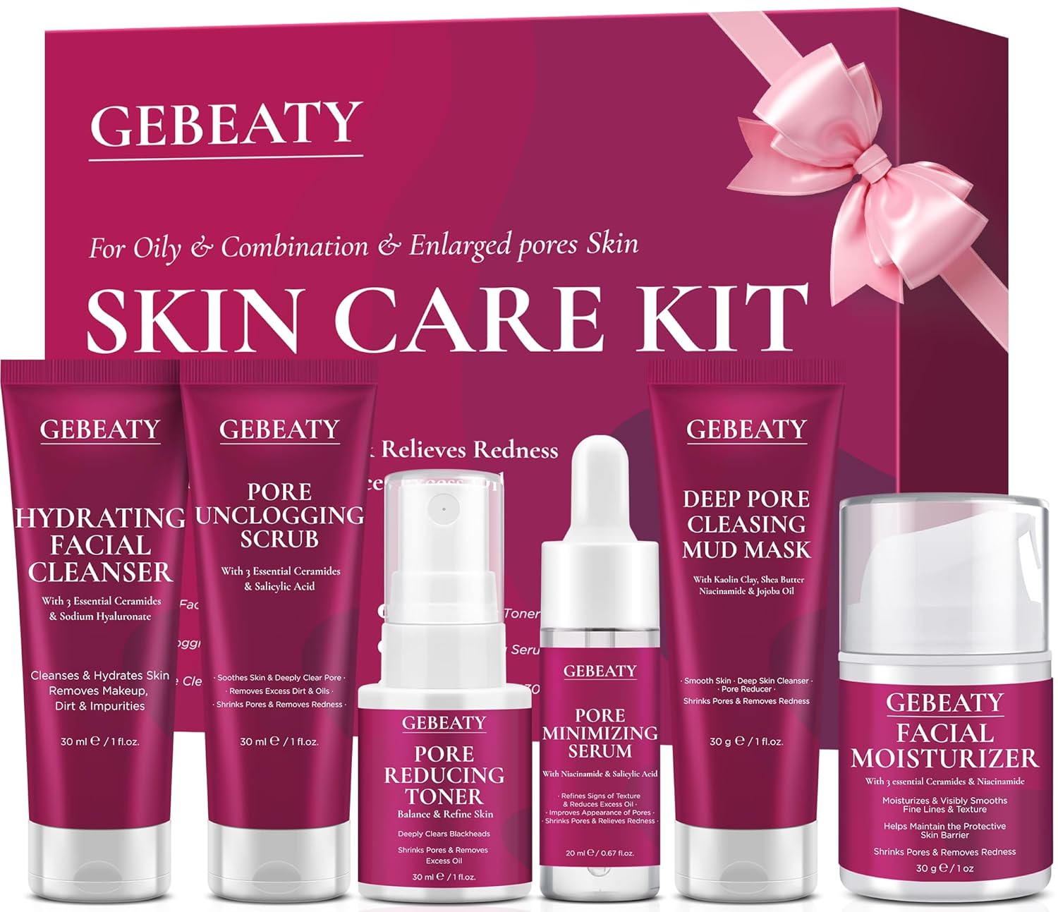 Skin Care Set Kit,Professional Pore Minimizer Soothe, Hydrate, Oil Control, Deep Cleanse Women Teen Girls Skincare Facial Skin Care Products,Travel Facial Skin Care Routine Kit Women Beauty Gift Set