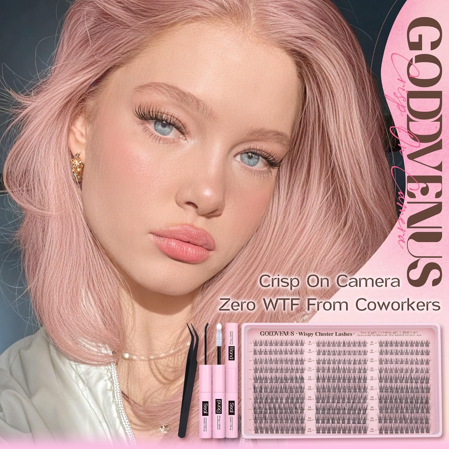 Lash Clusters Kit 9-14mm Wispy Eyelash Clusters Lashes Natural DIY Lash Extension Kit Short Cluster Eyelash Extensions Kit 300pcs C Curl Individual Lashes Cluster Eyelash (With Tweezers) - Image 3