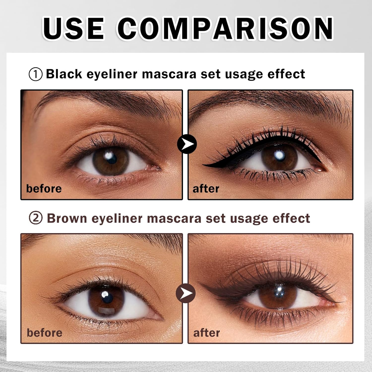 Black Gel Eyeliner Pencil and Mascara Tubing,Natural Black Eyeliner Cream Waterproof Smokey Eyeshadow Stick for Goth Makeup,Quick Dry Delineador de Ojos Contra el Agua - Set A - Image 3