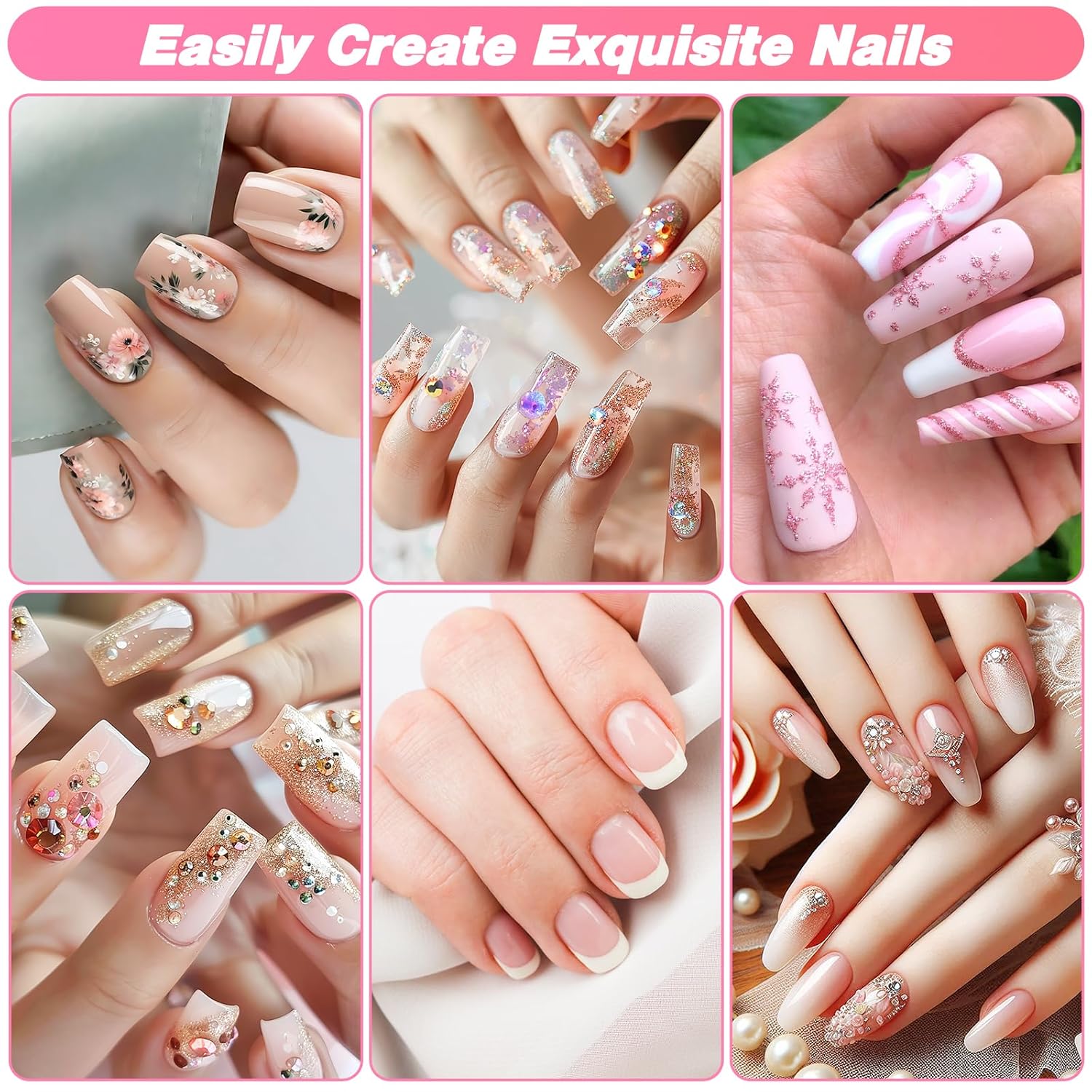 600PCS Clear Coffin Nail Tips Set - Clear Nail Tips for Acrylic Nails French Half Cover Fake Nail Tips Kit with Nail Glue, Nail Display Stand, Clipper, Cuticle Pusher Remover, Nail File and Buffer - Image 4