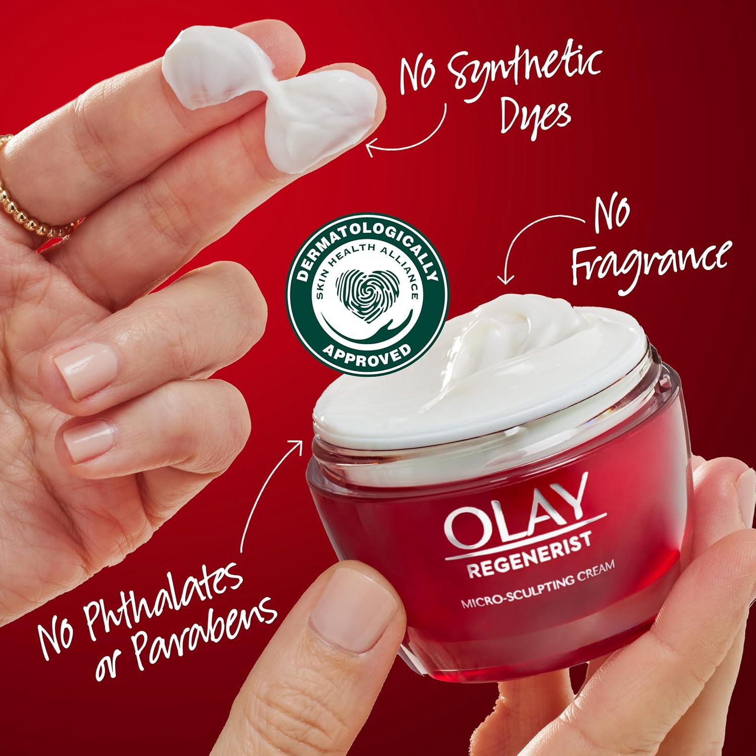 Olay Face Moisturizer, Regenerist Micro-Sculpting Cream for Women, Fragrance-Free - Hydrating, Anti-Aging, Anti-Wrinkle, Firming Skin Care - Hyaluronic Acid, Niacinamide, Amino Peptides, 1.7 Oz - Image 8
