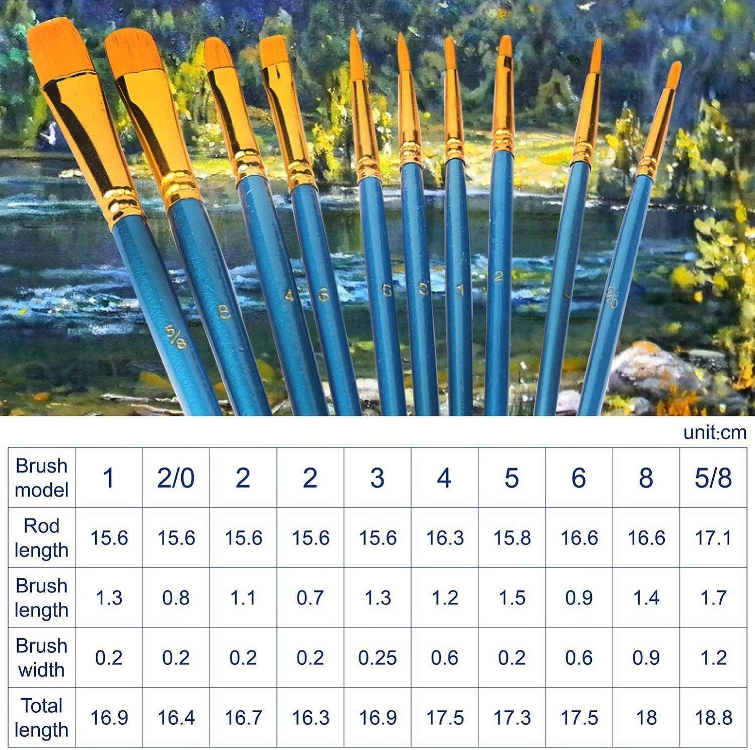 Acrylic Paint Brush Set, 1 Packs / 10 pcs Watercolor Brushes Painting Brush Nylon Hair Brushes for All Purpose Oil Watercolor Painting Artist Professional Kits. - Image 7