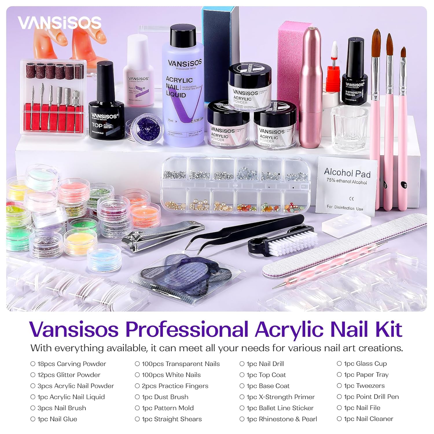 Acrylic Nail Kit for Beginners with Everything: Professional Nail Kit with Drill and Acrylic Powder Liquid Set Decoration Supplies Manicure DIY Salon Women Christmas Gift - Image 2