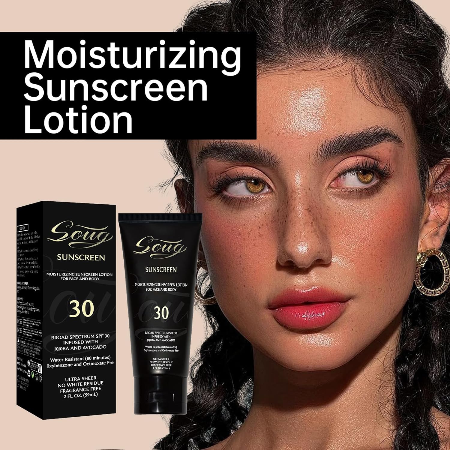 Sunscreen Black Girl (2 Fl. Oz), Face & Body Moisturizing Sunscreen Lotion SPF 30, For Melanin Rich Skin,No White Residue,1 PCS - Image 3