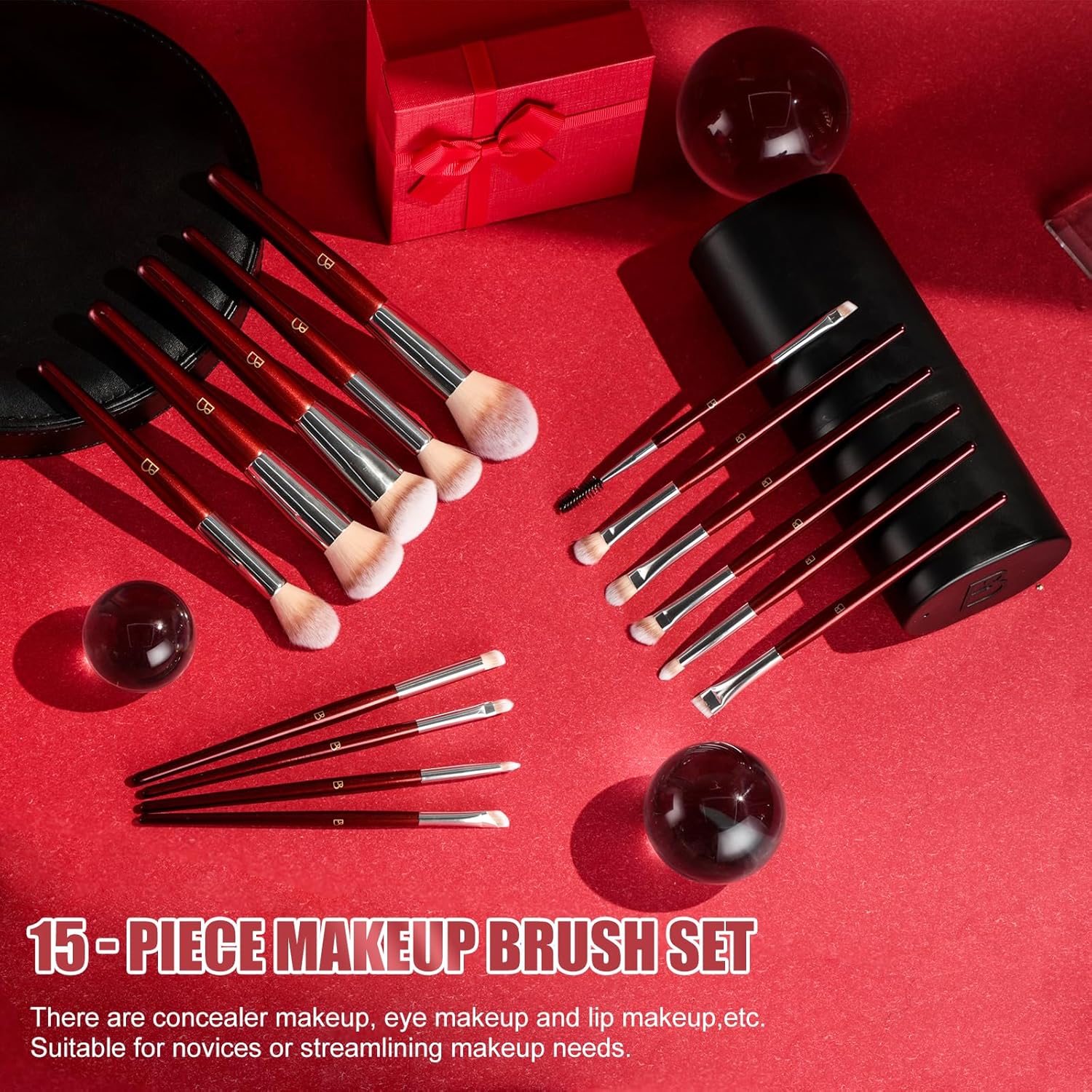 BS-MALL Makeup Brush Set Premium Synthetic Foundation Powder Concealers Eye shadows Blush Makeup Brushes with black case - Image 2