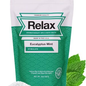 Relax Spa & Bath, Epsom & Dead Sea Salts, Aromatherapy Bath Salts for Hot Tub, Bath, or Spa, Infused with Magnesium, Eucalyptus Mint Scent