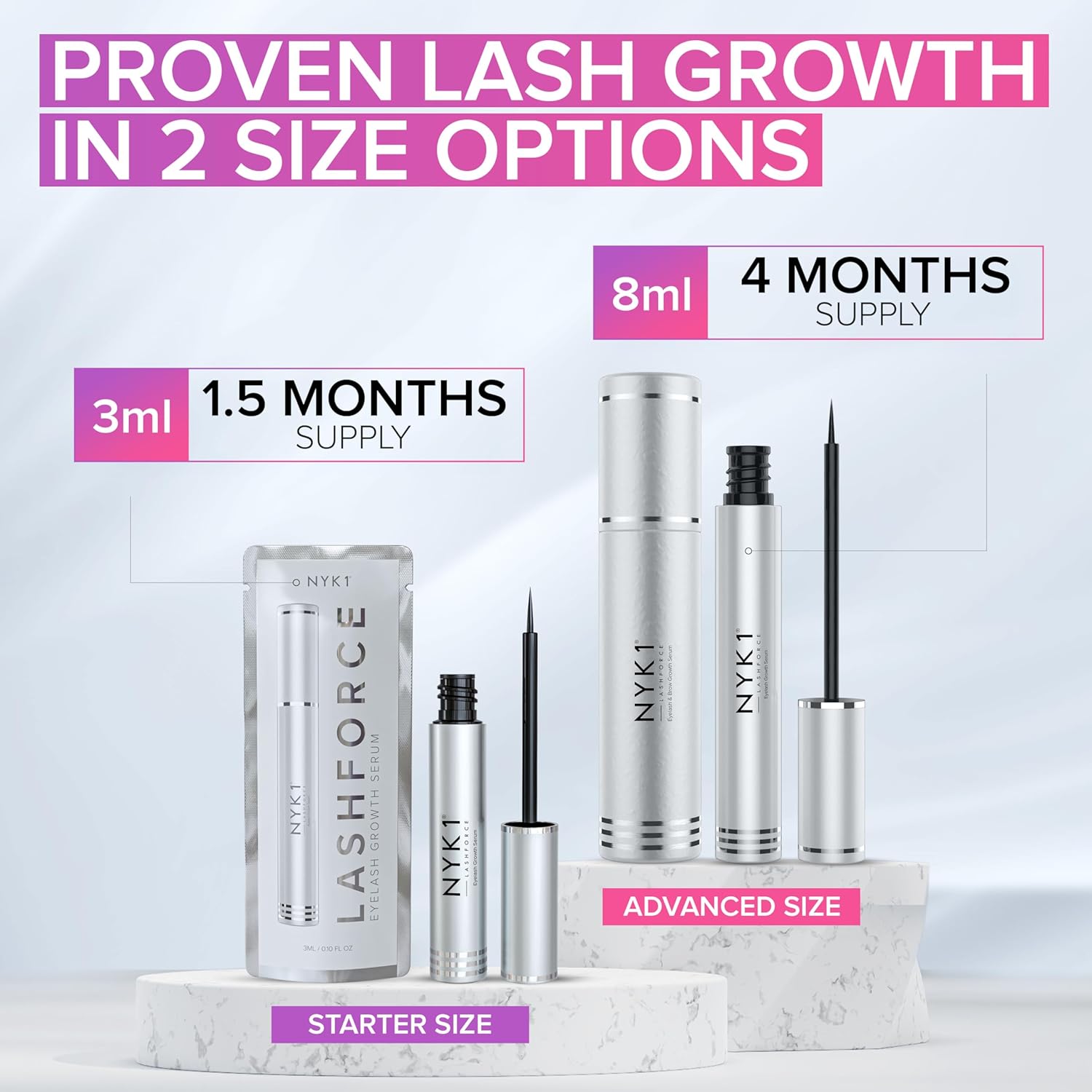NYK1 CONCENTRATED Lash Serum For Eyelash Growth (3ml) LashForce Eyelash Serum To Grow Lashes Longer And Thicker - Lash Growth Serums For Easy Application And Long Lasting Results For Fuller Eyelashes - Image 9