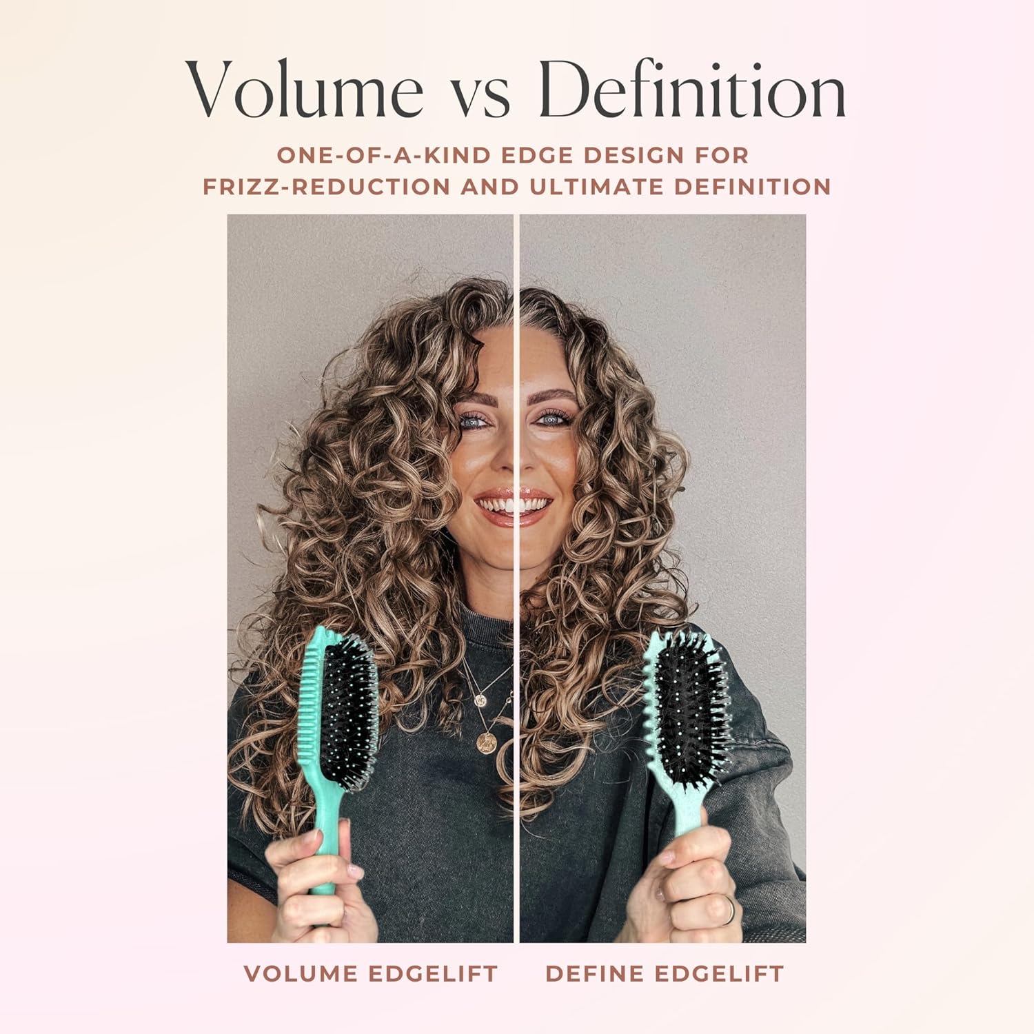 Bounce Curl Define EdgeLift Brush, 5-in-1 Tool for Effortlessly Defined Curls, Waves & Coils, Reduces Frizz - Pink - Image 4