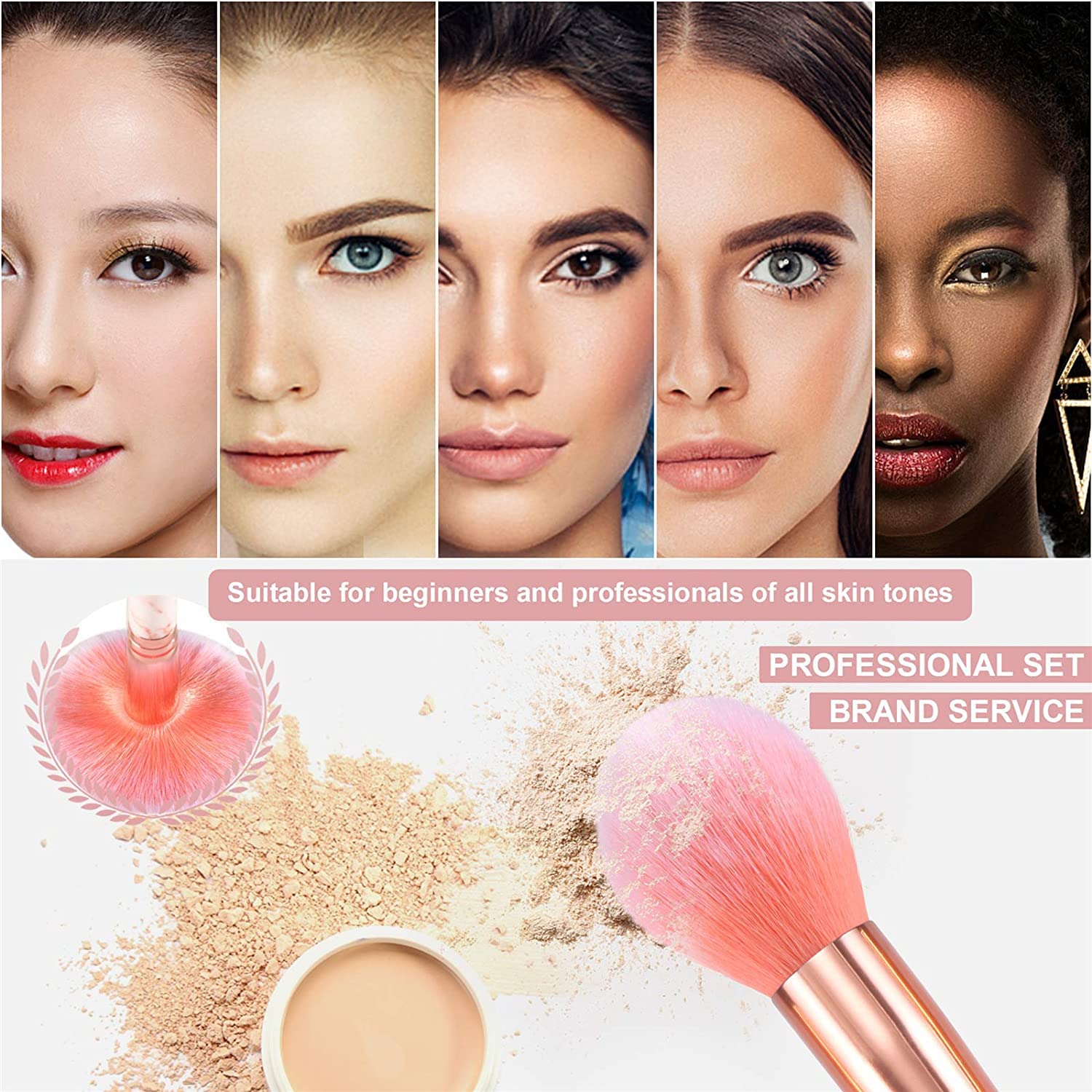 DUAIU Professional Makeup Brushes Set 16PCS Marble Handle with 4PCs Sponge Blenders Foundation Brushes Eyeshadow Brush Lip Brush Silicone Face Mask Brush Make Up Tool - Image 3