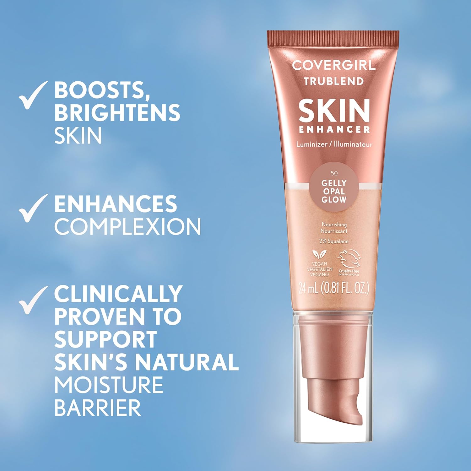 CoverGirl TruBlend Skin Enhancer, Opal Glow, Luminizer, Healthy-Looking Glow, Flexible Coverage, Clean & Vegan, Water-Based Formula, For All Skin Tones, 0.81oz - Image 5
