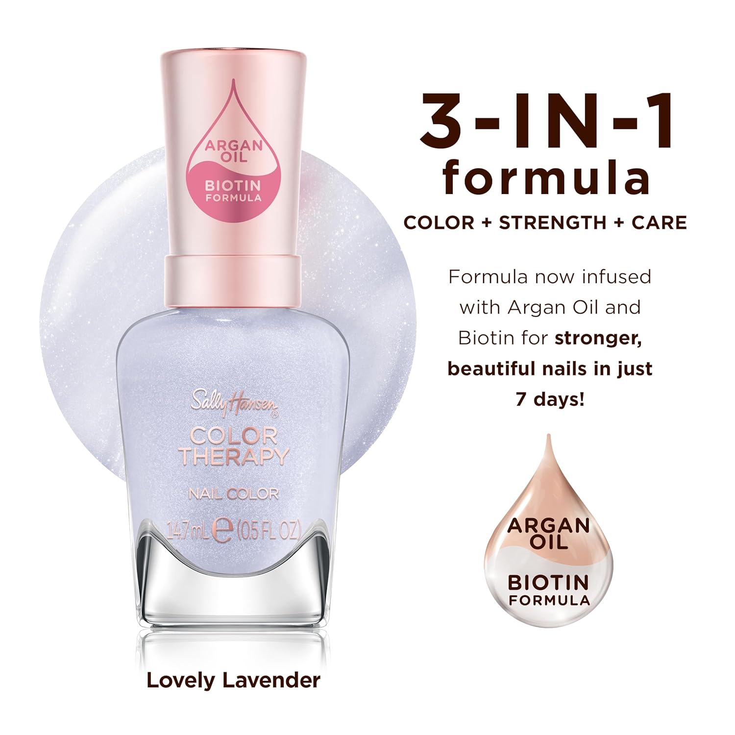 Sally Hansen Color Therapy™, Lovely Lavender, Argan Oil, Long Lasting, Healthy Nails, Purple Nail Polish - Image 4