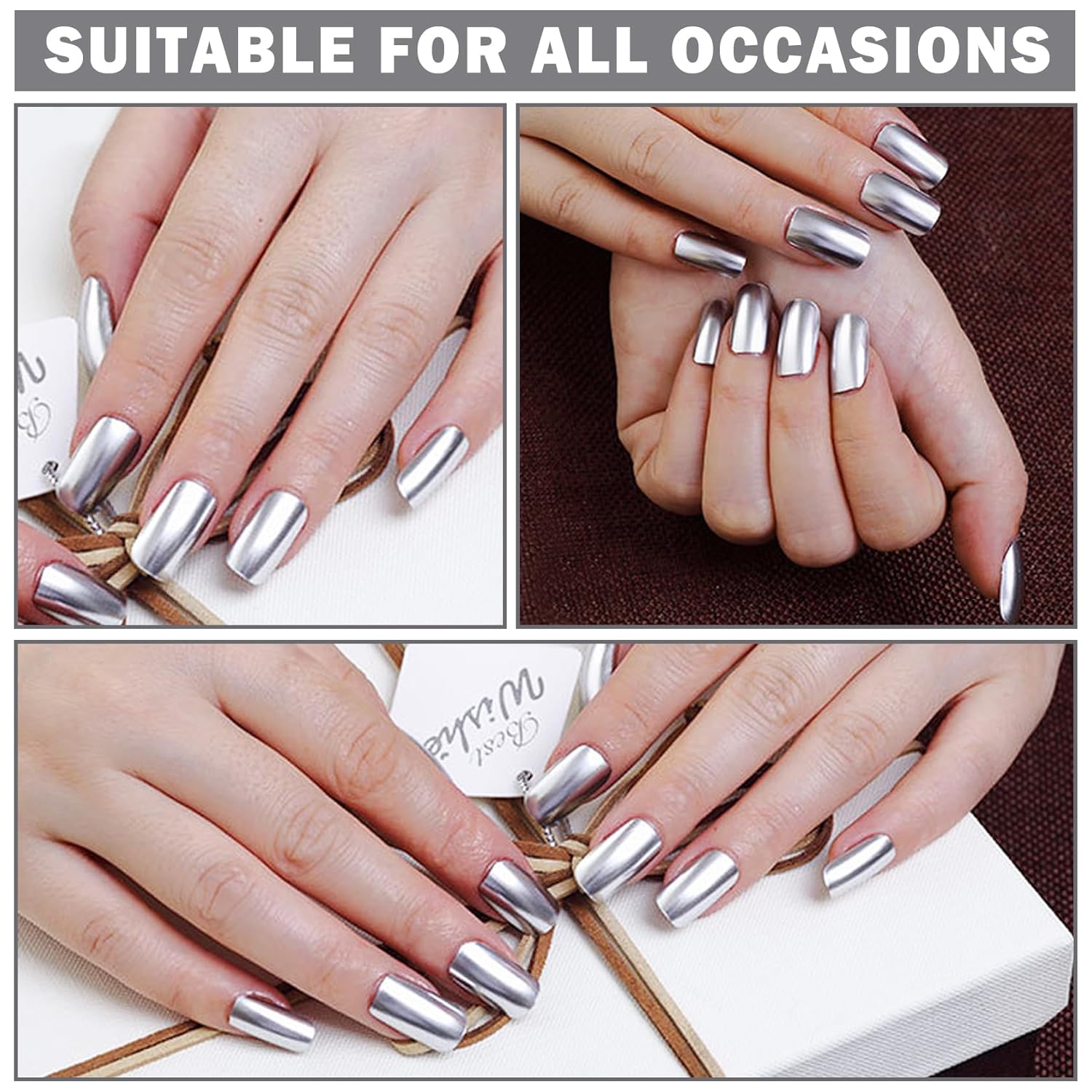 Silver Nail Polish Metallic Mirror Effect Chrome Nail Polish for DIY and Professional Nail Art (18ML, Silver) - Image 6