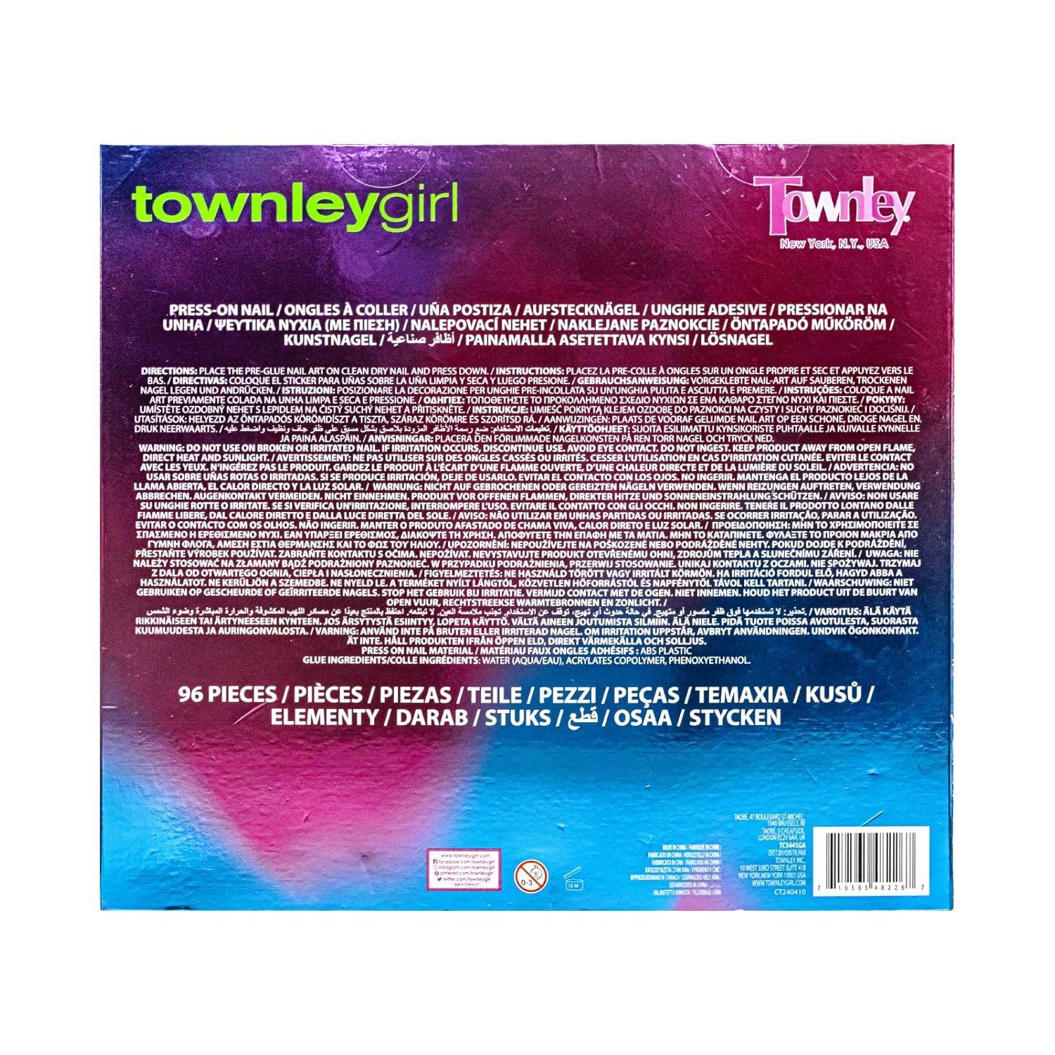 Townley Girl 96 Pcs Press-On Nails Including 3D and Glow-In-Dark Artificial False Nails Set for Tweens with Pre-Glue Full Cover Acrylic Nail Tip Kit, Great for Gifts, Parties, Sleepovers and Makeovers - Image 9