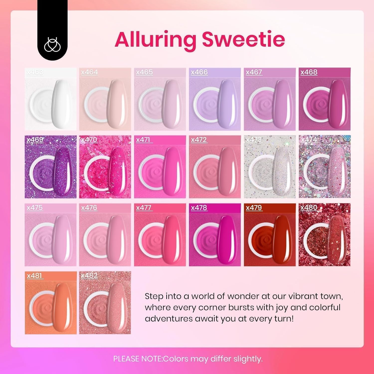 Beetles Dip Powder Nail Kit 36pcs 20 Colors Nude Hot Pink Red Glitter White Dip Nails Powder Starter Kit with Base Top Coat Activator Cuticle Oil Nail Set for Women Alluring Sweetie Collection - Image 3