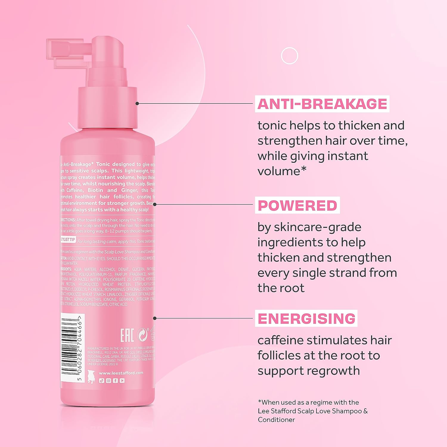 Lee Stafford Anti Hair Loss Tonic | Scalp Love - Leave-In Thickening & Strenghtening Mist, Volumising, Lightweight, Stimulates Growth for Senstive & Fine Hair, 5 Fl Oz - Image 3
