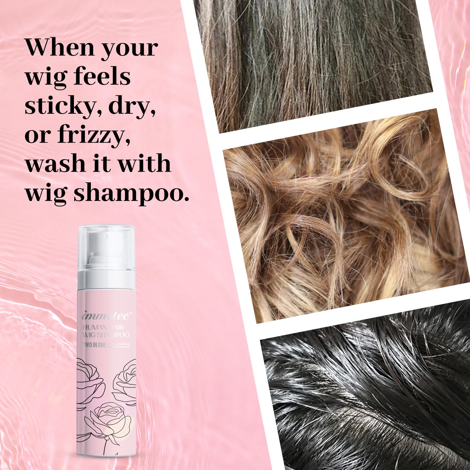 Immetee 2 In 1 Wig Shampoo and Conditioner for Natural Wigs, 120ml Capacity - Image 5