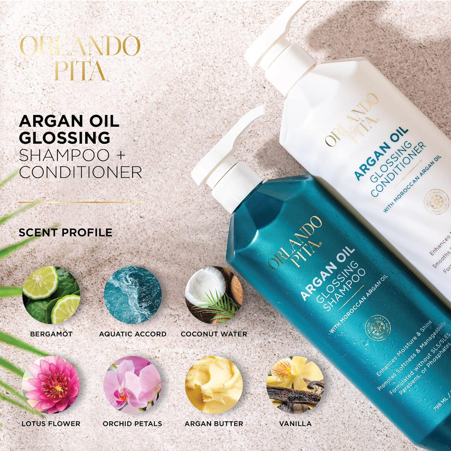 ORLANDO PITA Argan Oil Shampoo, 27 Fl Oz Salon Size- Premium Nourishing Hair Care for Men & Women - Professional Moisturizing, Anti Frizz, Hydrating Solution for Dry, Damaged Hair - Image 4