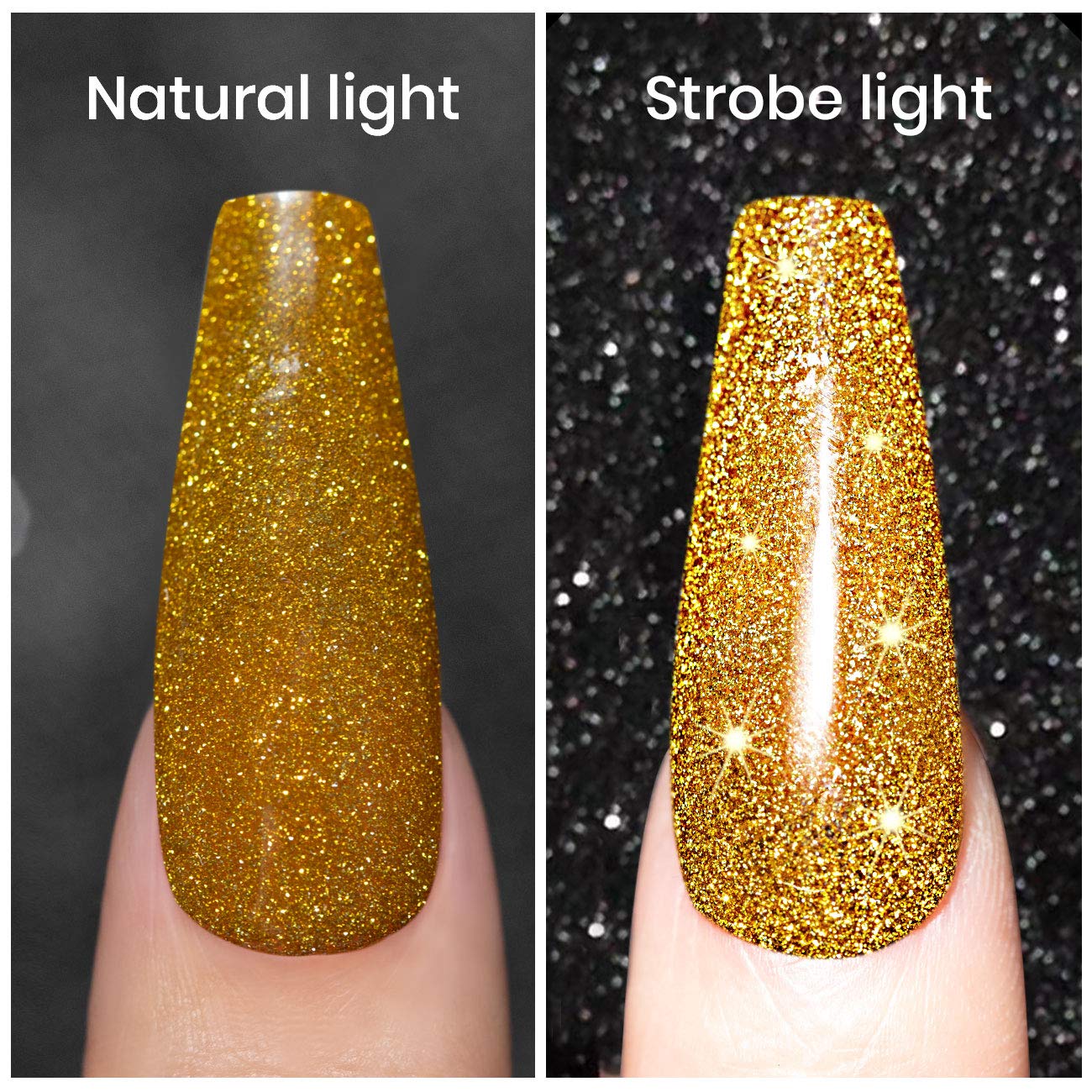 Glitter Gel Nail Polish, Gold Diamond Gelpolish Spark Shiny Nail Art Soak Off U V L E D Lacquer Gel Nail Starter Manicure Salon DIY at Home RAR82 - Image 2