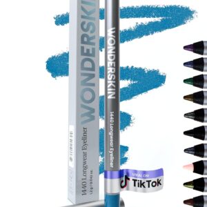 Wonderskin 1440 Longwear Blue Waterproof Eyeliner Pencil - Sharpenable Eyeliner Pencil and Smudge Proof Blue Eye Liner Pencils (Aqua)