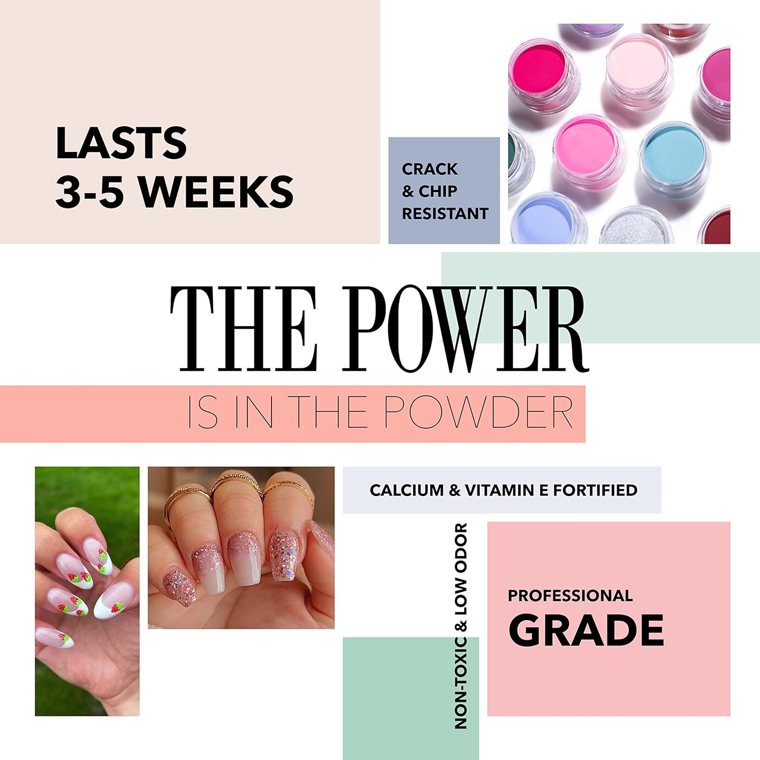 Revel Nail Dip Powder - Pink Powder Dip Nail Polish, Chip Resistant Dip Nail Powder with Vitamin E and Calcium, DIY Manicure, Erica - Image 3