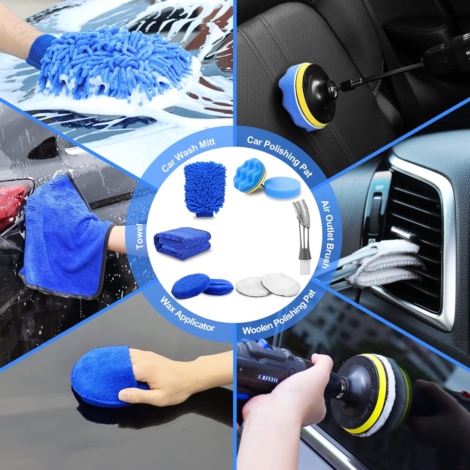 27Pcs Car Detailing Kit, Car Detailing Brush Set, Auto Detailing Drill Brush Set, Car Detailing Brushes, Car Wash Kit, Car Accessories, Car Cleaning Tools Kit for Interior, Exterior, Wheels - Image 6