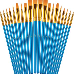 Paint Brushes Set for Acrylic Painting, 20 Pcs Oil Watercolor Acrylic Paint Brush, Artist Paintbrushes for Body Face Rock Canvas, Kids Adult Drawing Arts Crafts Supplies, Blue