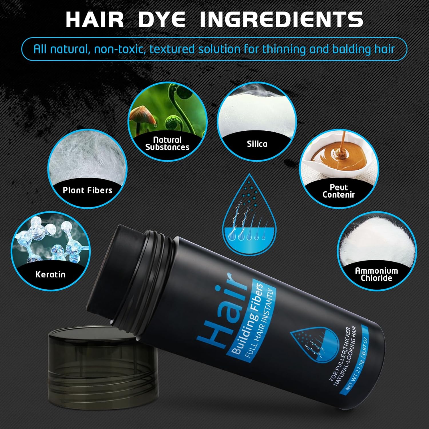 ALIVER Hair Fibers for Thinning Hair for Women & Men, Extra Spray Applicator, Black, 27.5 Gr Hair Powder Bald Spot Cover Up, Instantly Hair Filler, Undetected & Natural - Image 5