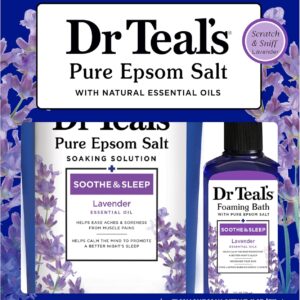Dr Teal's Lavender Essential Oil Epsom Salt and Foaming Bath Sampler Set, 2 Piece, Off White