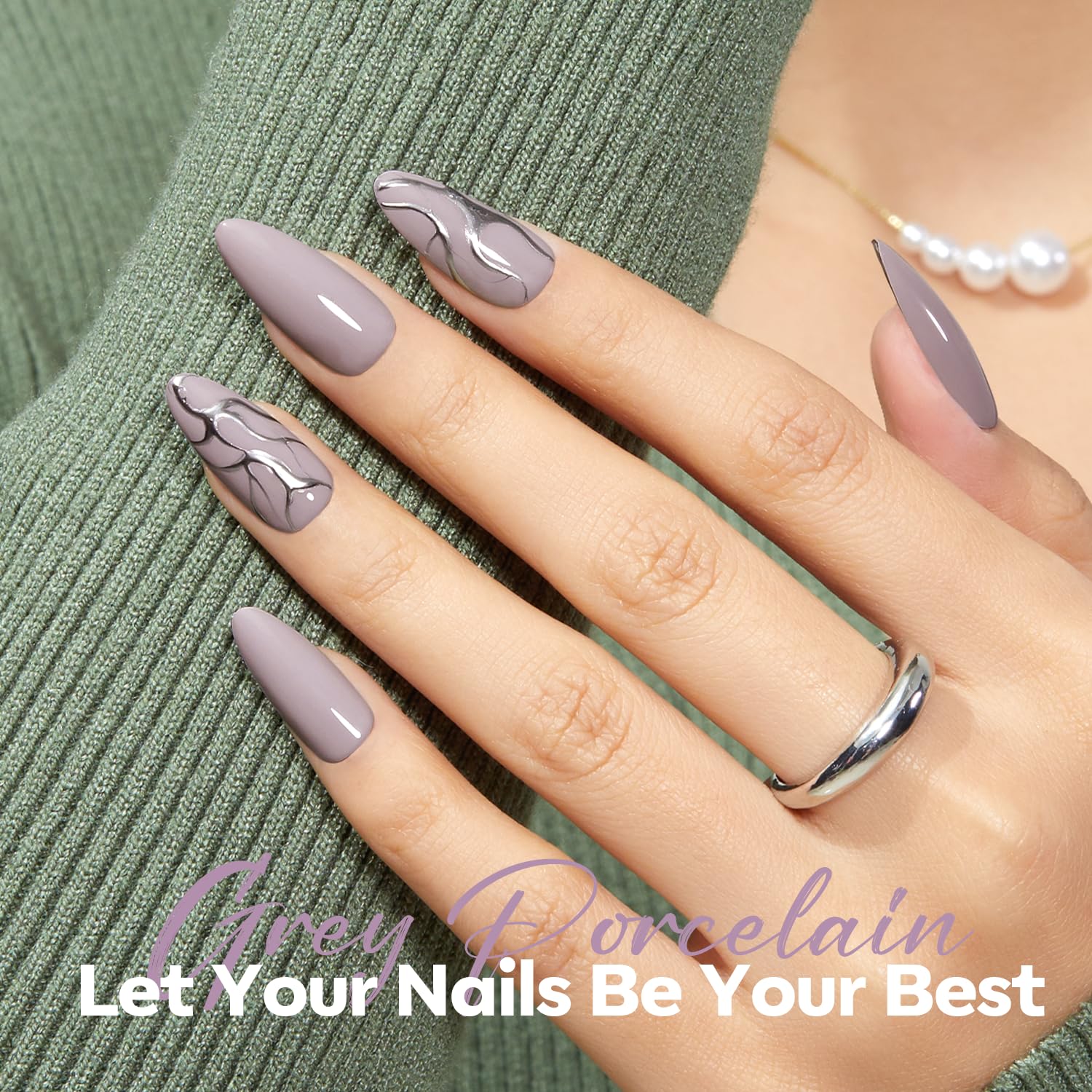modelones Gray Nail Polish, Light Grey 15 ml Quick Dry Nail Lacquer Strengthener Long Last Shine Fingernail Toe Nail Art DIY Home Travel Manicure Gift for Women Girls 0.5 Fl Oz - Image 2