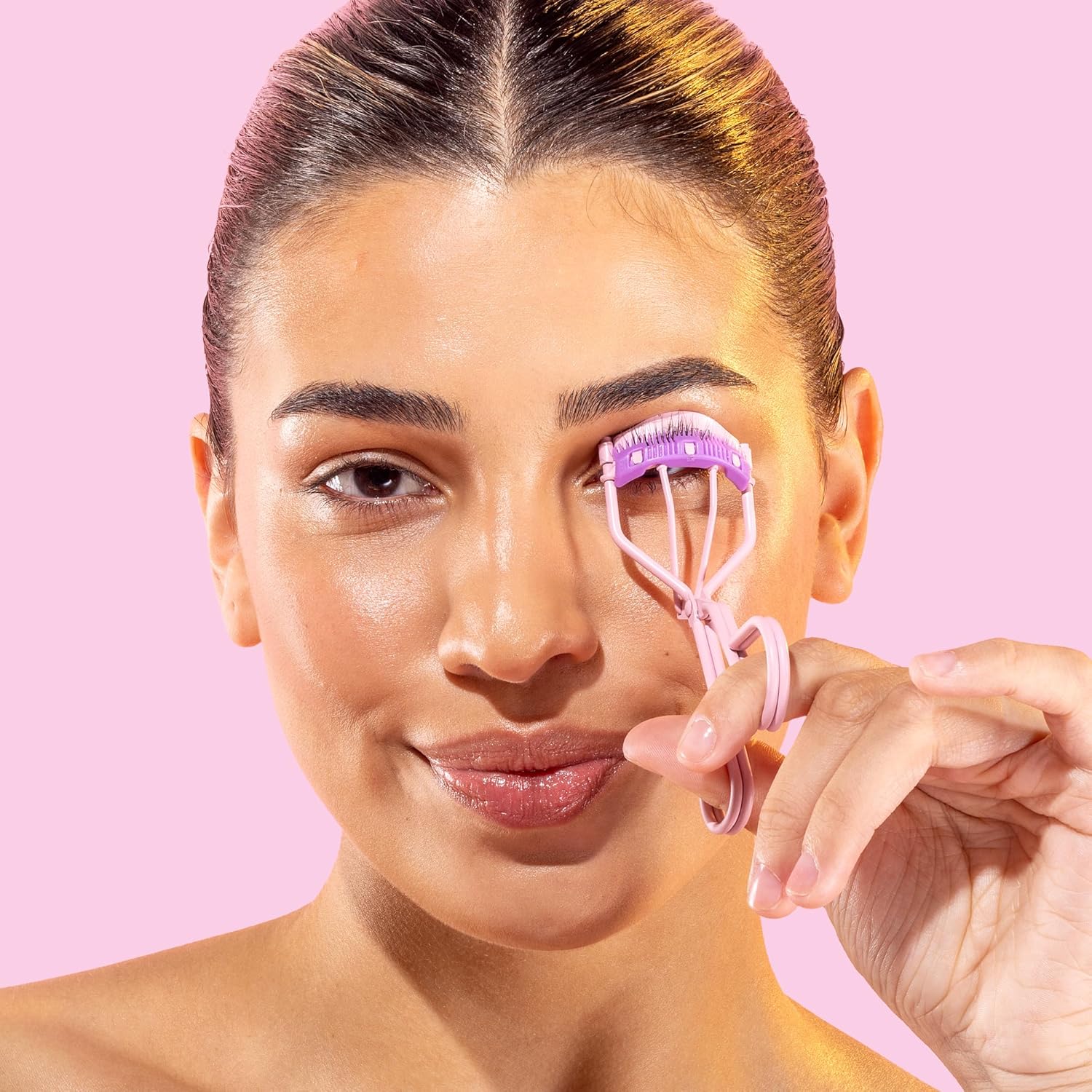 THE QUICK FLICK Eyelash Curler, Stainless Steel Eyelash Curlers with Comb, Safe & Gentle on All Eye Shapes, Pink Eyelash Curler for Separated & Curled Lashes, Travel-Friendly Eyelashes Curler - Image 4