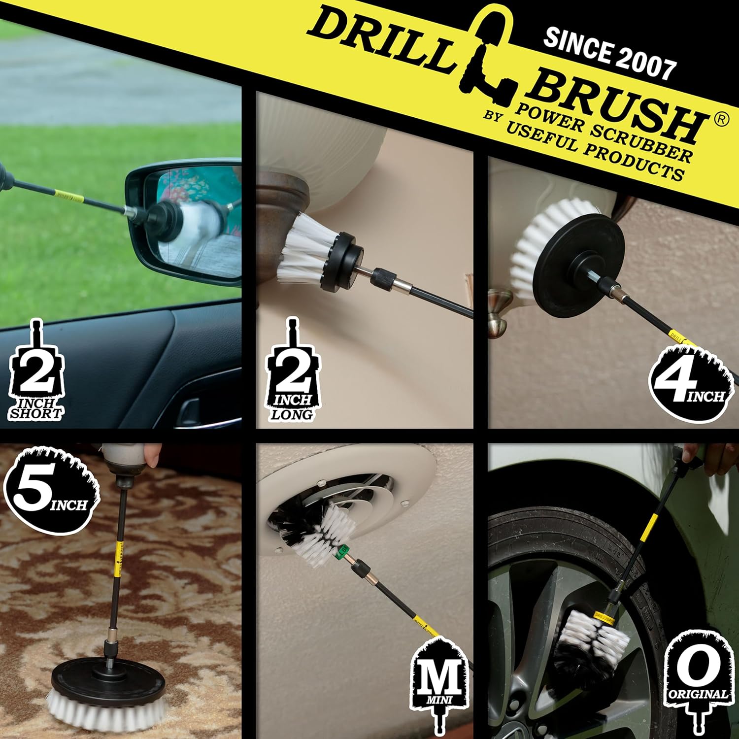 Drill Brush Ultimate Automotive Cleaning Kit with Extension - Truck Accessories - Glass, Upholstery, Seats, Window, Interior, Wheel, Carpet Cleaner - Car Mats - Spin Brush - Motorcycle Accessories - Image 2
