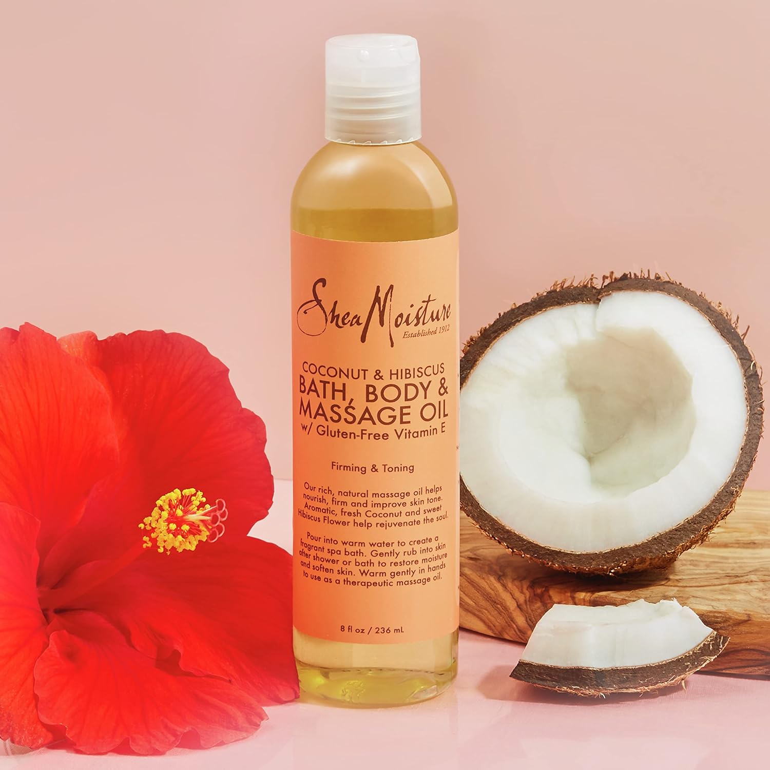 SheaMoisture Body Oil, Bath, And Massage For Dull Skin Coconut Oil And Hibiscus For Glowing Skin 8 oz - Image 8