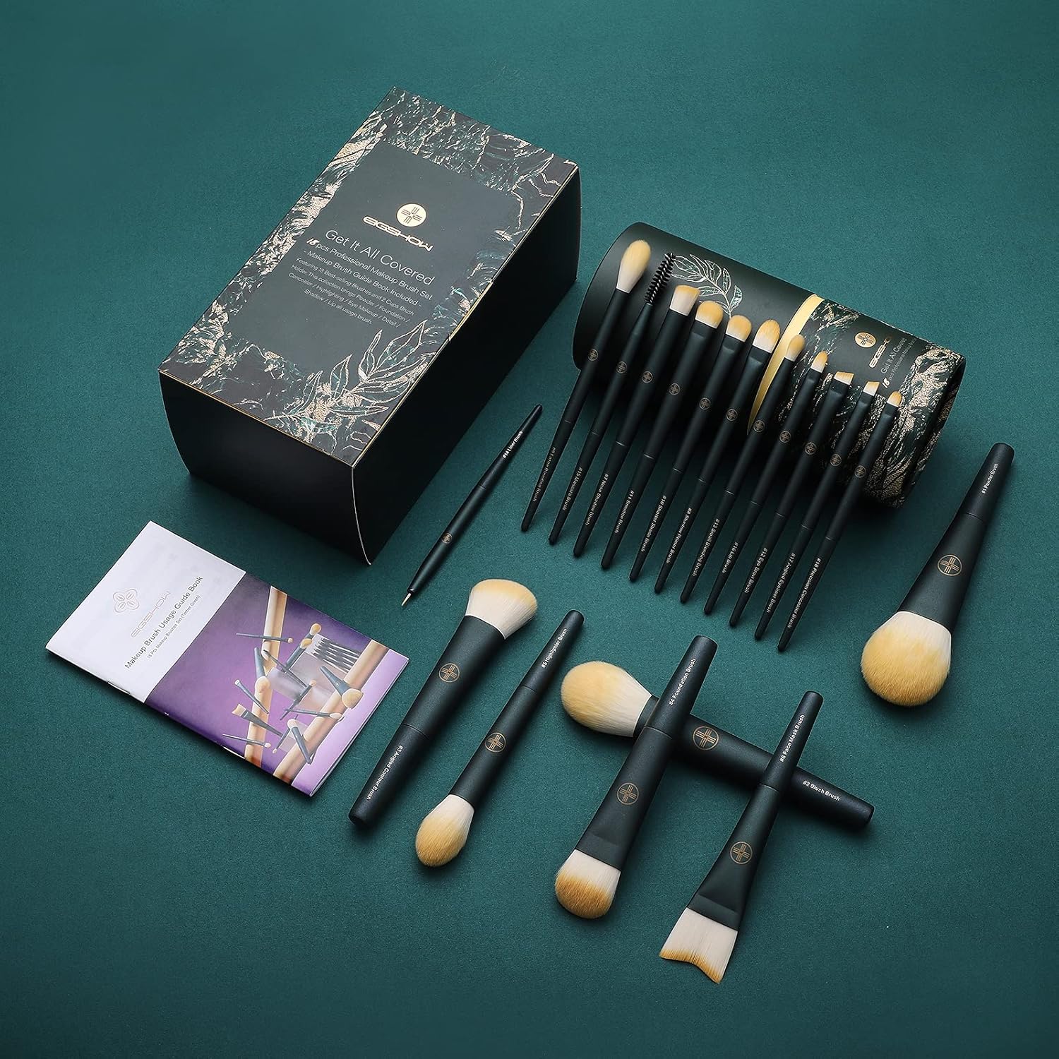 EIGSHOW Makeup Brushes 18pcs Professional Makeup Brush Travel Set with Eco Cylinder 2Cups Holder, Premium Synthetic Foundation Powder Concealer Blush Blending Eye Lip Brush Kit - Cruelty Free - Image 7