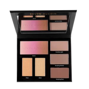 Kevyn Aucoin Sculpt and Define Contour Book: All-in-one makeup artist palette compact. Defines facial features. Eyes, cheekbone, nose & jawline. Highlighters to glow. All skin tones & shapes.