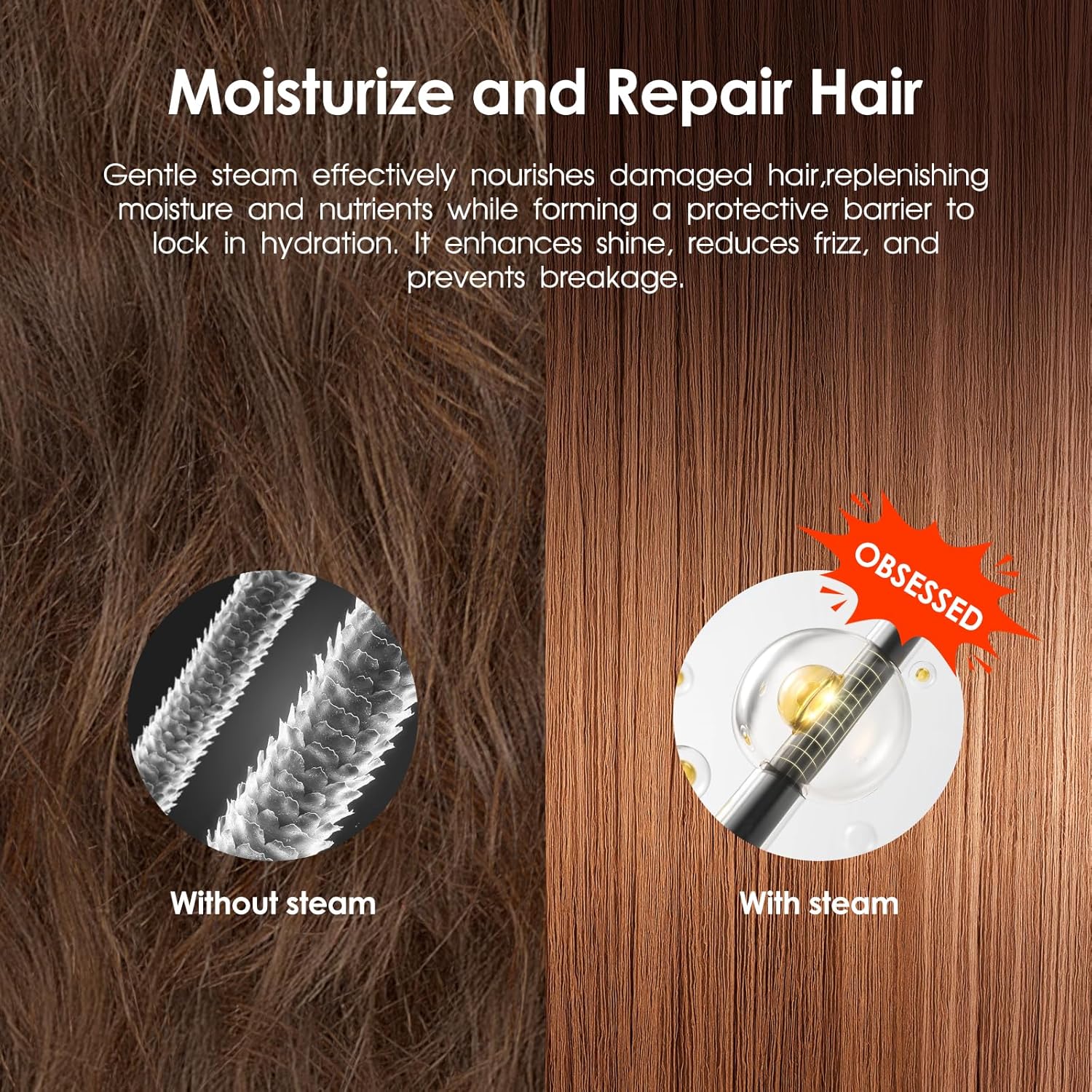 Steam Hair Straightener Brush - 3-in-1 13 Temperatures Straightening Comb - 3s Fast Heating, Nourish, Prevent Scalp Burn, Hair Protection, for Home Use and Travel, Gift for Women - Image 8