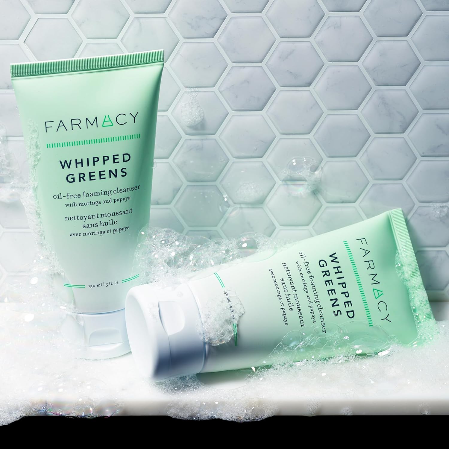 Farmacy Whipped Greens Oil-Free Foaming Face Wash for Oily Skin 150ml Cleanser Exfoliator - Image 5