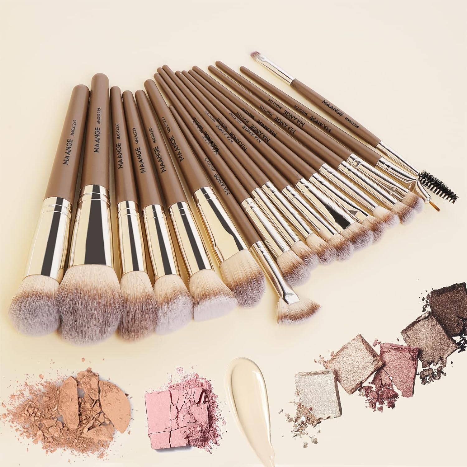 Make Up Brushes, MAANGE 18 Pcs Premium Synthetic Makeup Brushes Set Soft Foundation Powder Eyeliner Eye Shadow Makeup Brushes Professional (Champagne) - Image 5