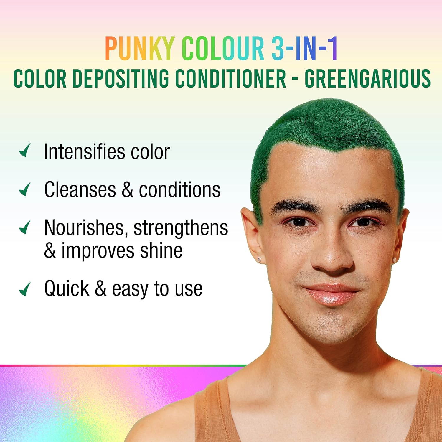 Punky Colour 3-in-1 Color Depositing Hair Cleanser & Conditioner, 8.5 fl oz (Greengarious) - Image 2