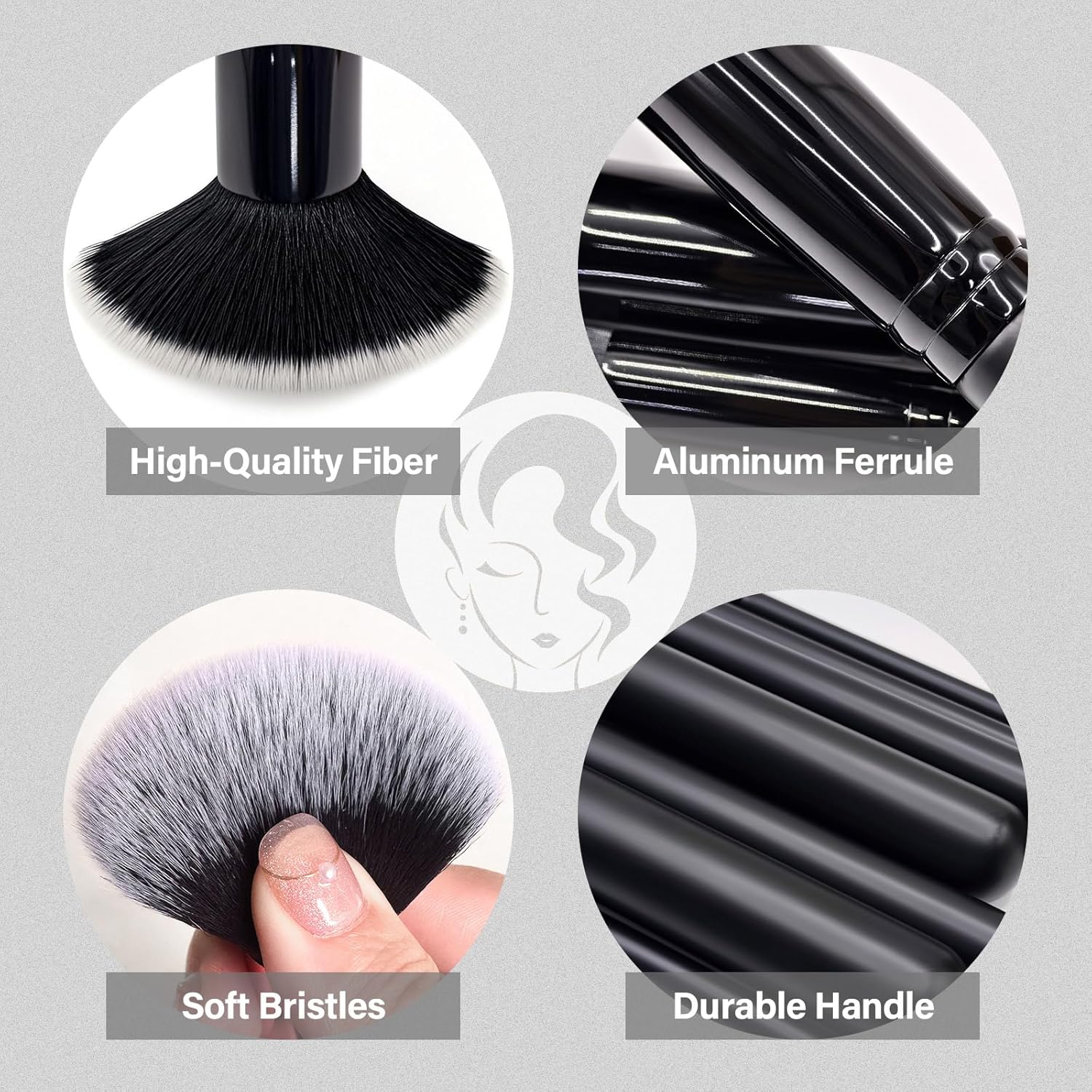 Makeup Brushes Set, Mlemle Professional 26 Pcs Makeup Kit, Include Powder Foundation Concealers Blush Eye shadows 21 Pcs Makeup Brushes and 2 Powder Puff, 3 Makeup Sponge(A01-Black) - Image 4