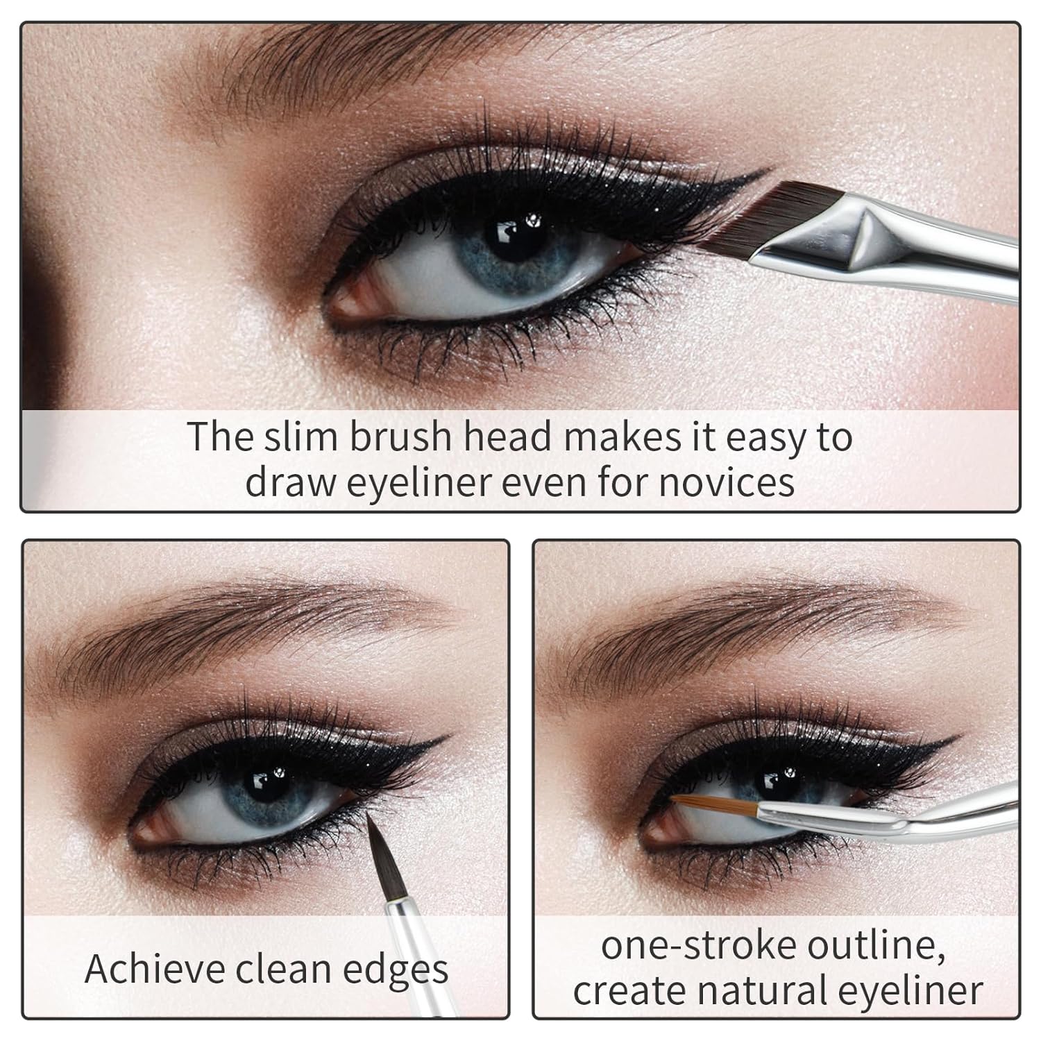 6Pcs Angled Eyeliner Brush Set, Ultra Thin Precision Eyeshadow Makeup Brushes Set Angled Brow Brush Makeup Tools for Eyeshadow Eyebrow Cosmetics - Image 2