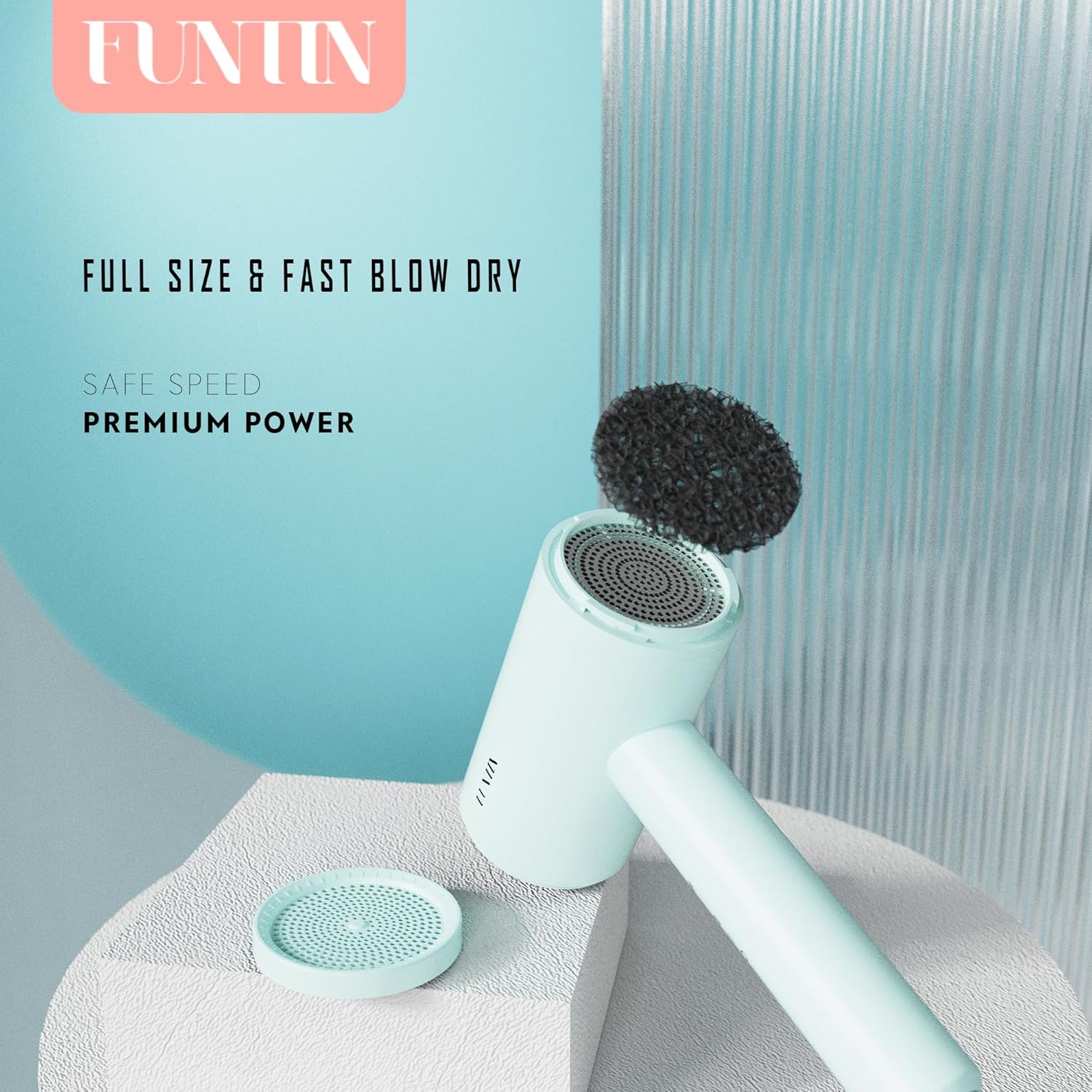 Funtin Hair Dryer Blow Dryer with Diffuser Brush Comb 1800W Full Accessories for Women Professional Tifunny Blue - Image 5