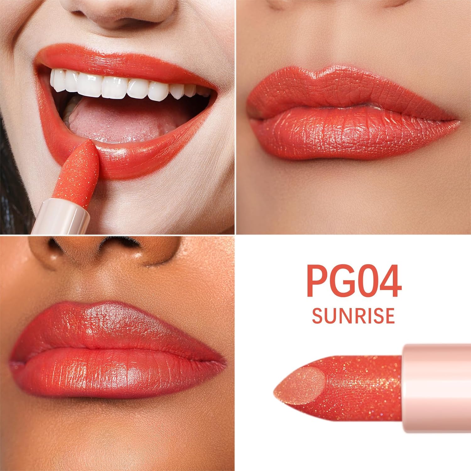 Oulac Moisturizing Coral Lipstick for Women Tinted Lip Balm Infused with Sodium Hyaluronate Acid, Lightweight Lip Makeup, Vegan & Gluten Free, PG04 Sunrise - Image 3