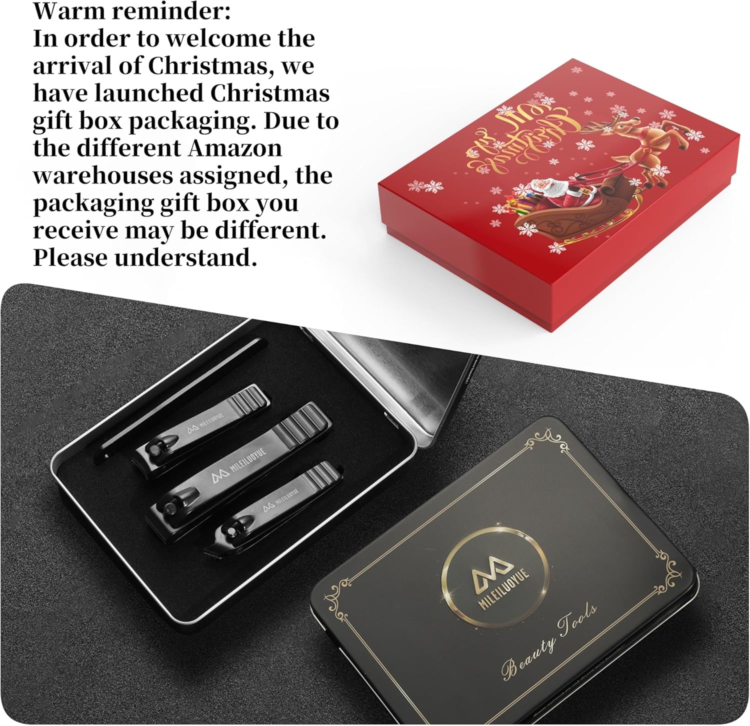 Nail Clippers Set Black Stainless Steel Nail Cutter& Sharp Oblique Toe Nail Clipper & Nail File 4 Pieces, Metal tin Box for Men and Women Suitable for Gifts. - Image 3