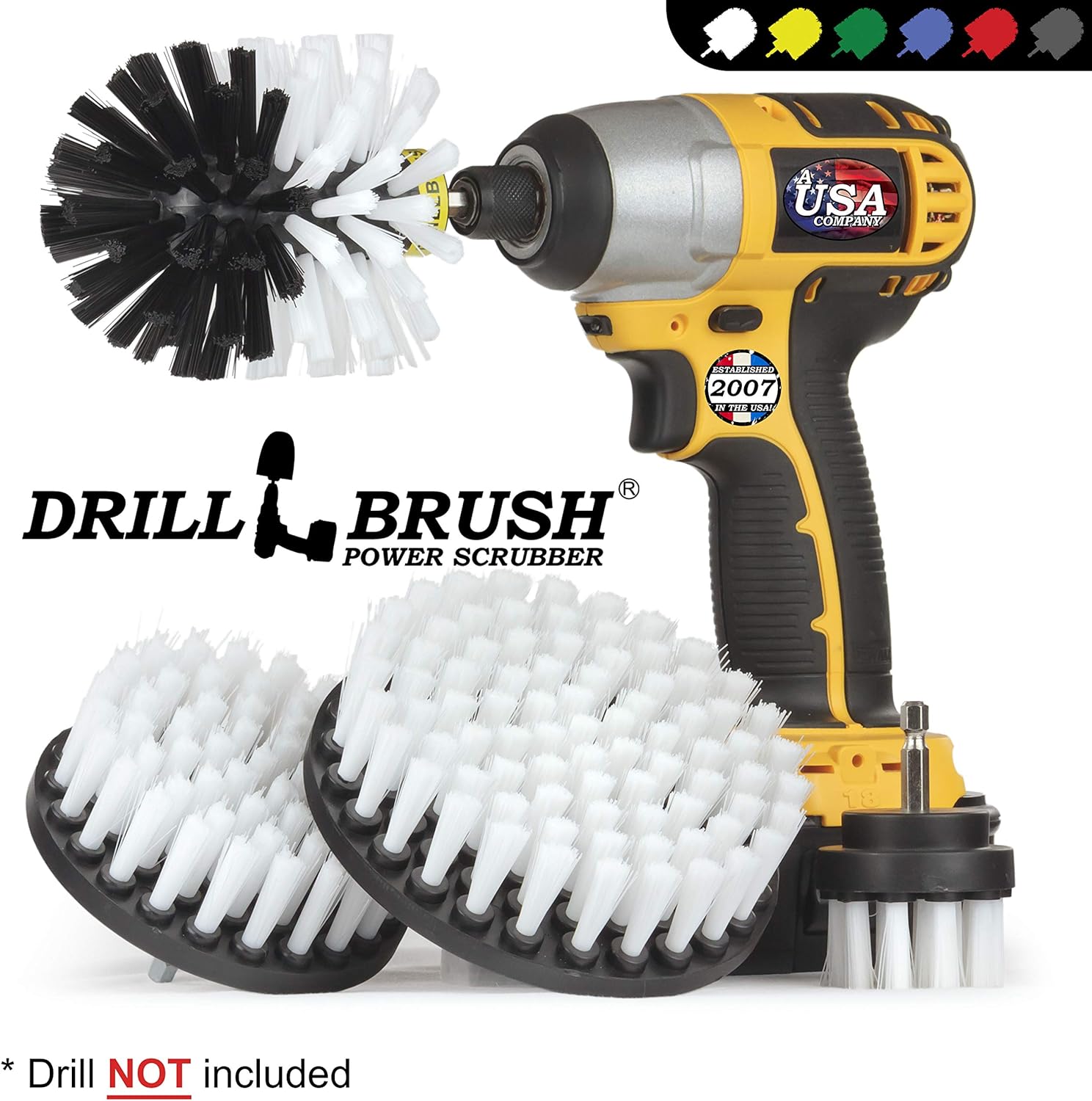 Drillbrush Automotive Soft White Drill Brush Set - Cloth, Vinyl, Fabric Seat Cleaner - Interior Car Detailing Kit - Leather Cleaning Brushes for Car Carpet - Wheel Cleaner Brush Drill Attachment Set - Image 4