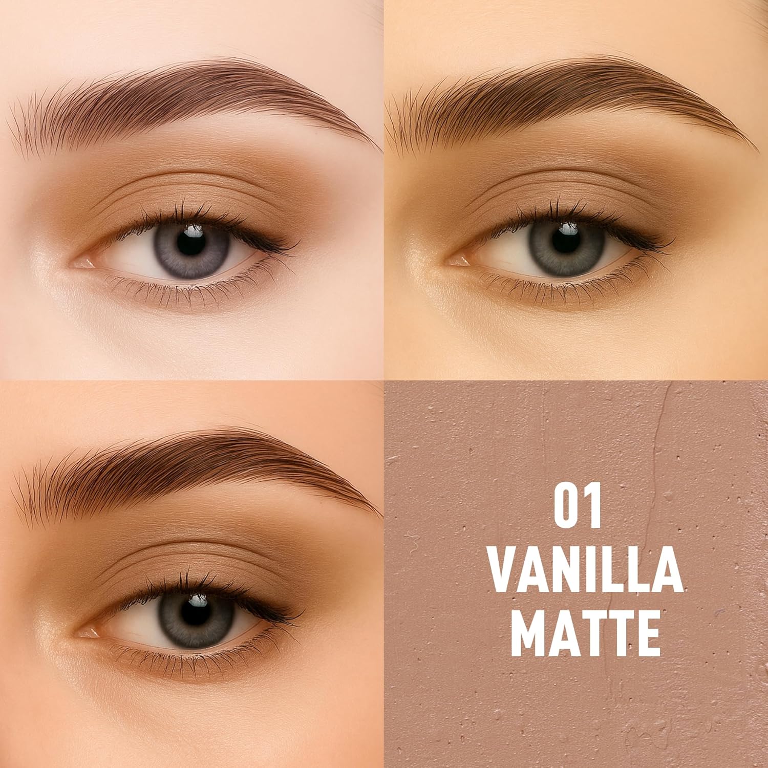 FV Long Lasting Cream Eyeshadow Stick, Waterproof & High Pigmented Eye Shadow Sticks Duo with Blending Sponge, Crease-Proof & Natural Finish Eyeshadow Pencil, Vanilla Matte - Image 2