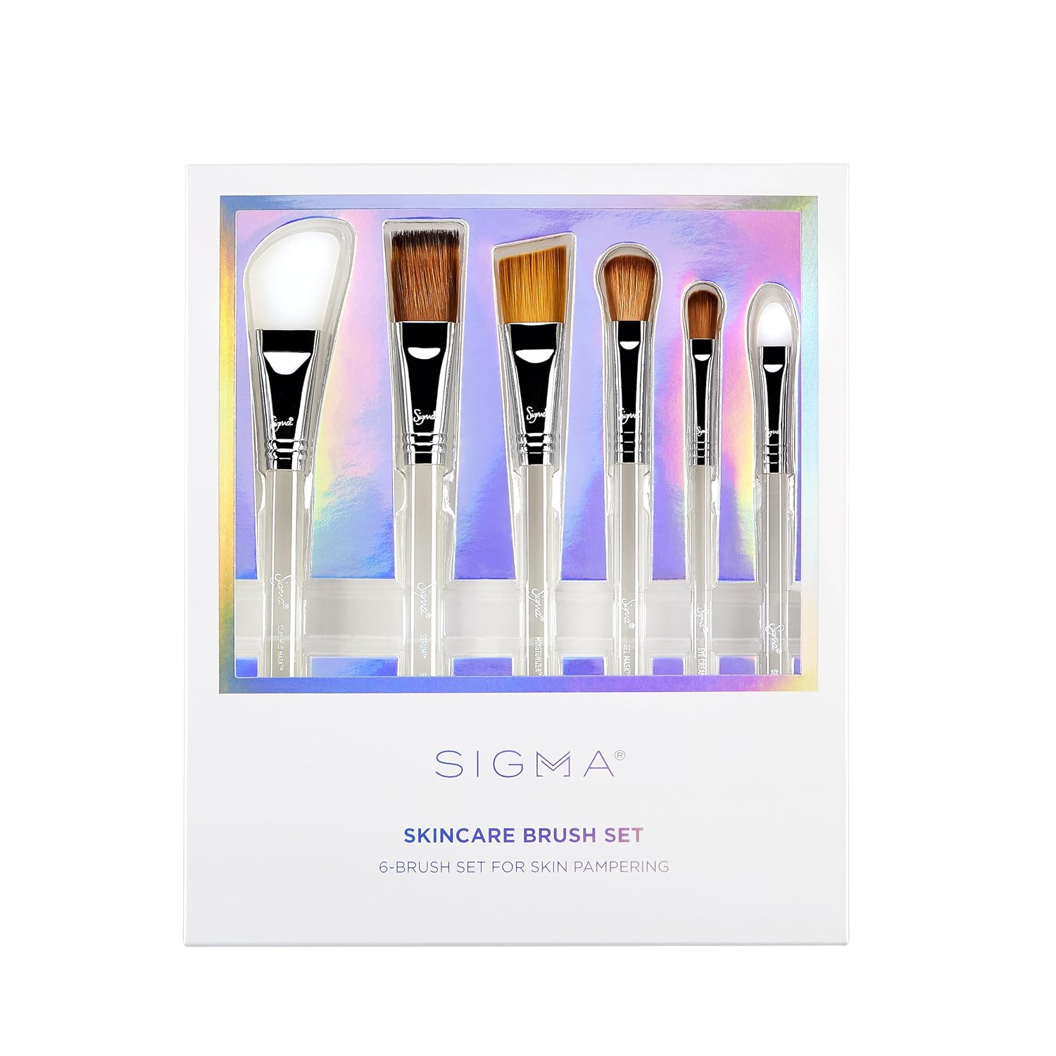 Sigma Beauty Skincare Brush Set โ Skincare Brushes for Applying Skincare Products to Face and Skin, Includes 6 Skincare Tools for Masks, Creams, Gels, and Serums (6 Pcs)
