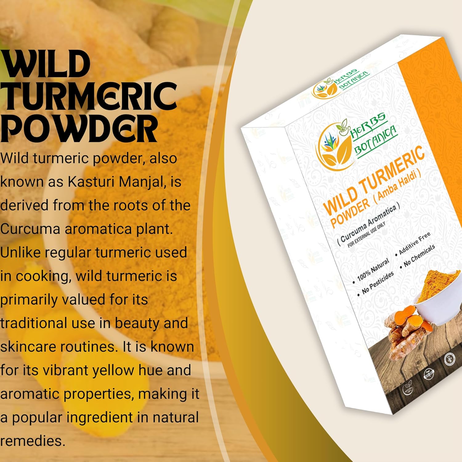 Wild Turmeric Powder 100% Pure & Natural Kasturi Haldi for Face, Skin Care & DIY Beauty Natural Face Mask Powder 2 oz - Image 2