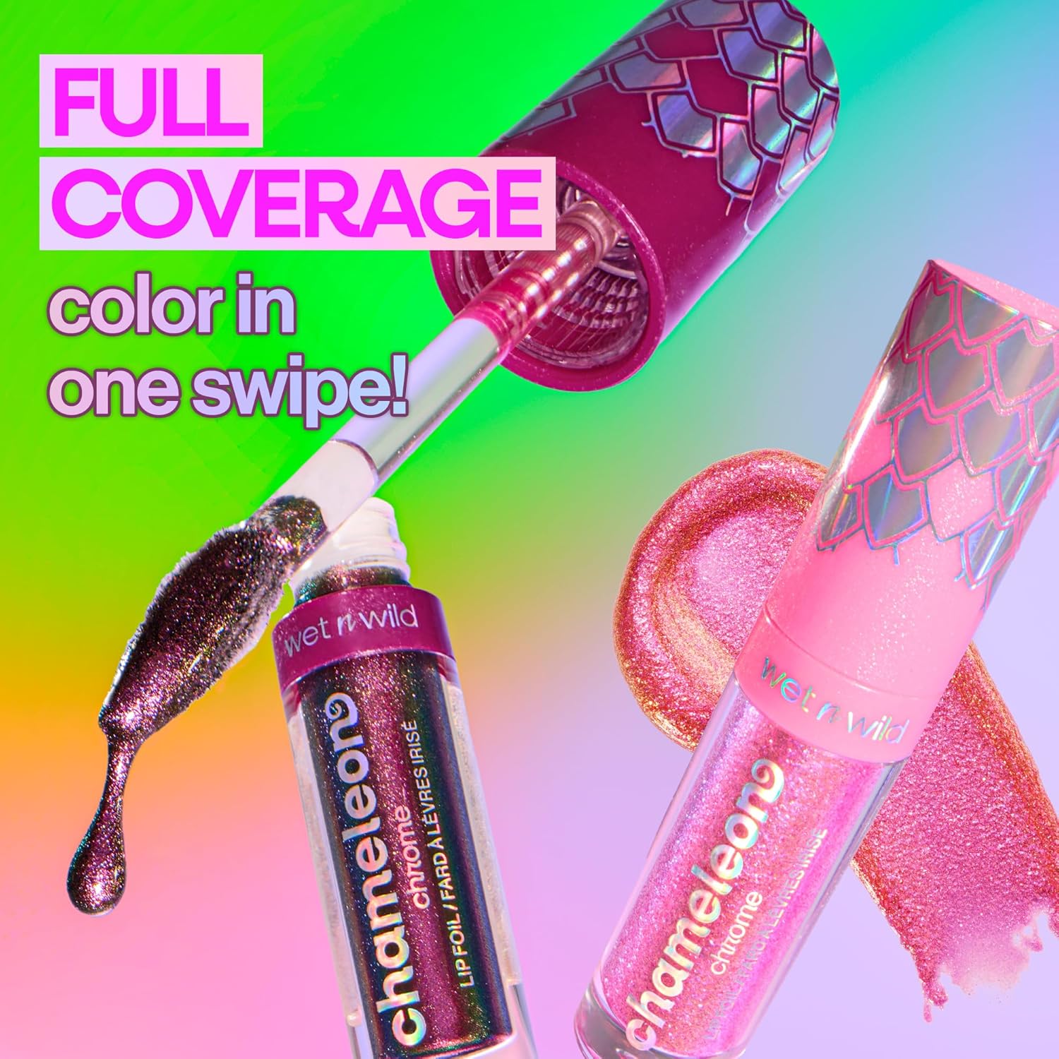 wet n wild Chameleon Chrome Lip Foil, Bold Light-Reflecting Pigments, Multidimensional Shine, Non-Sticky Smooth Formula,Vegan & Cruelty-Free - Halo's Way - Image 2